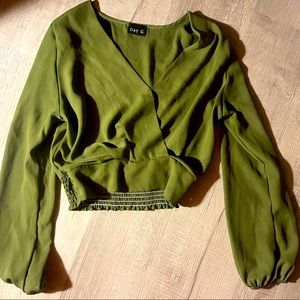 Olive green shirt with loose sleeves